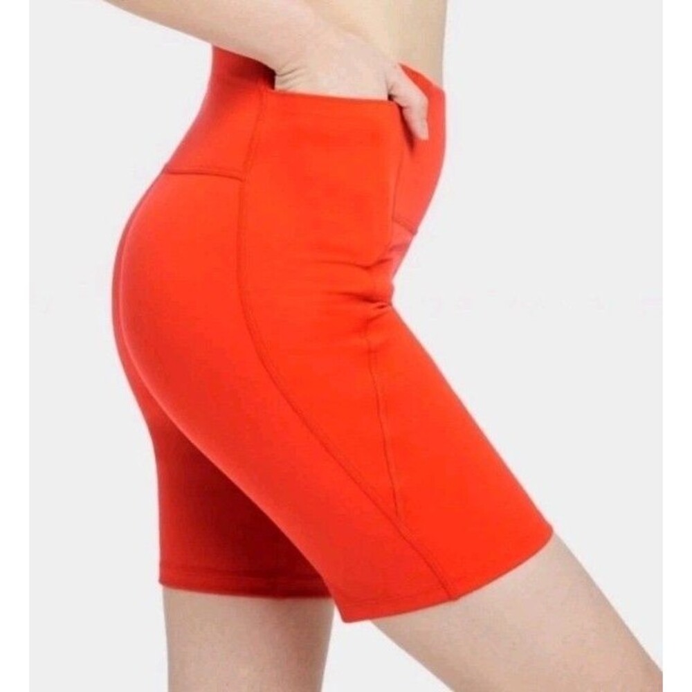 All In Motion Women's Size Small High Rise Bike Short Orange Scuplt UPF 50+